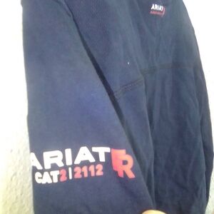 Ariat Women's Long Sleeve Pullover Navy Blue Red Large Cat 1212 Flame Resistant